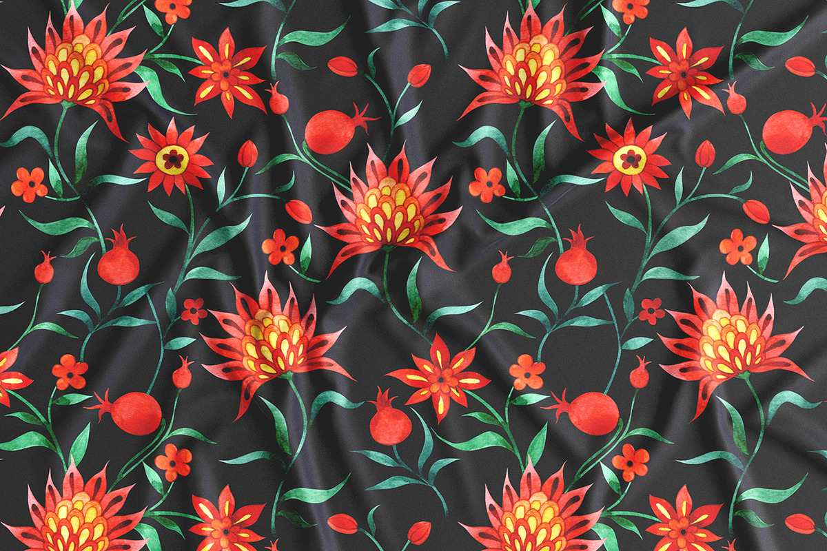 Pomegranates and Flowers. Patterns, a Pattern Graphic by made by Tanya (Photo 4 of 5)