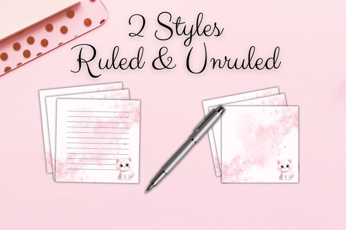 Printable Cute Kitten Note Paper, a Stationery Template by Pixels N Bows (Photo 3 of 4)
