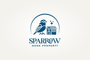 sparrow home property icon logo, a Branding & Logo Template by Blazybone