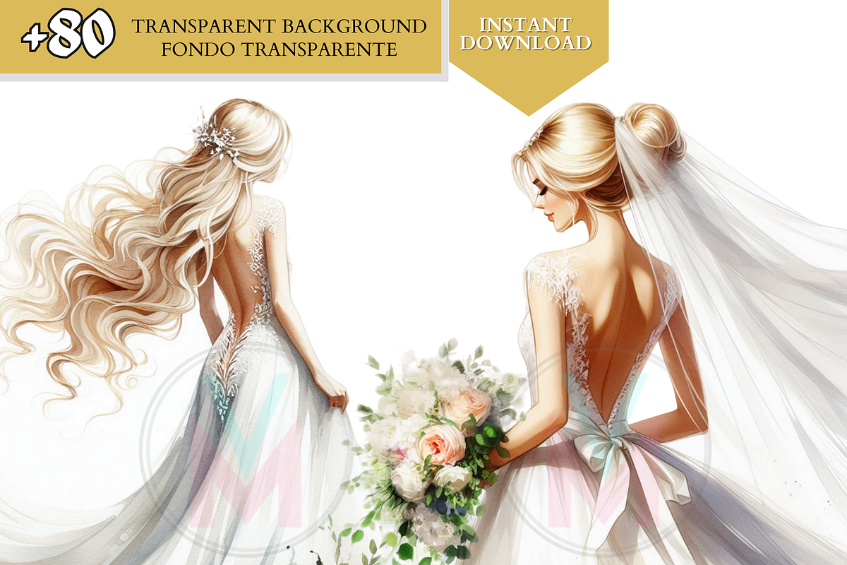 Bride watercolor Wedding from back, a Person Illustration by VM PARTYS  BY TAIRUMA (Photo 3 of 11)