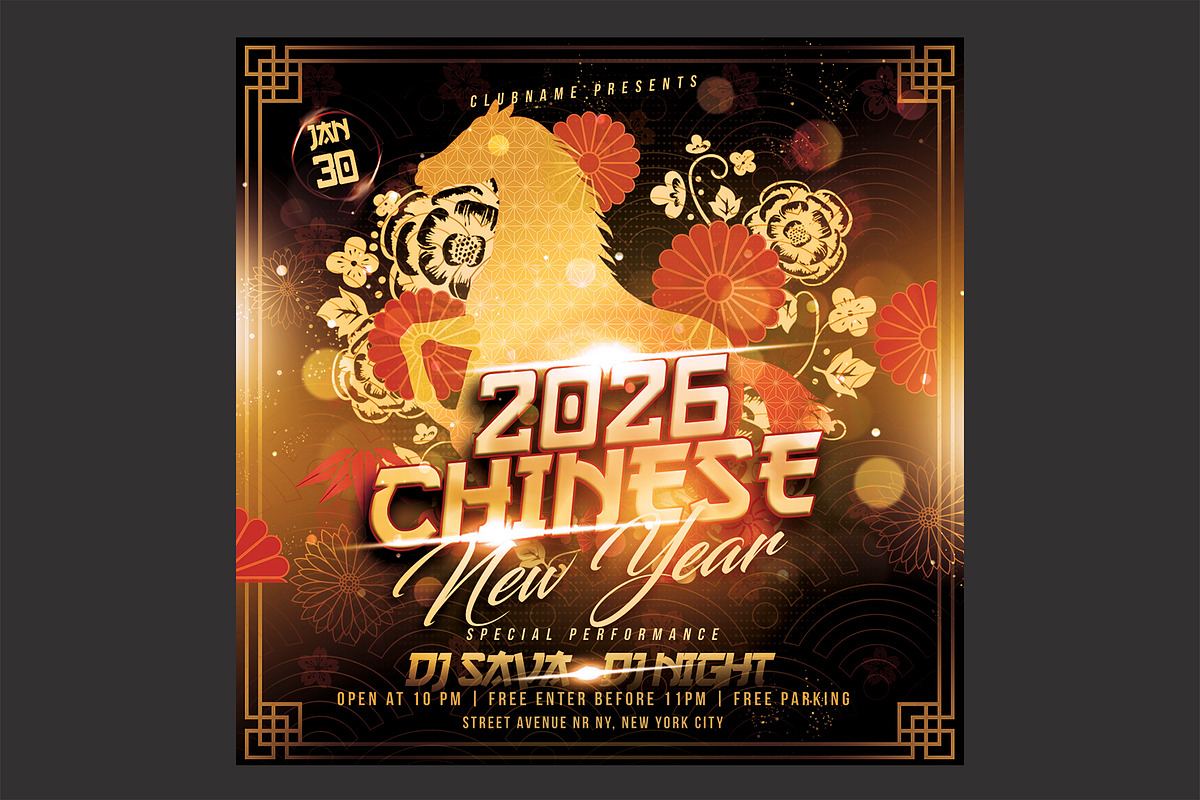 Chinese New Year Party Flyer, a Flyer Template by DSGraphicDesign (Photo 2 of 2)