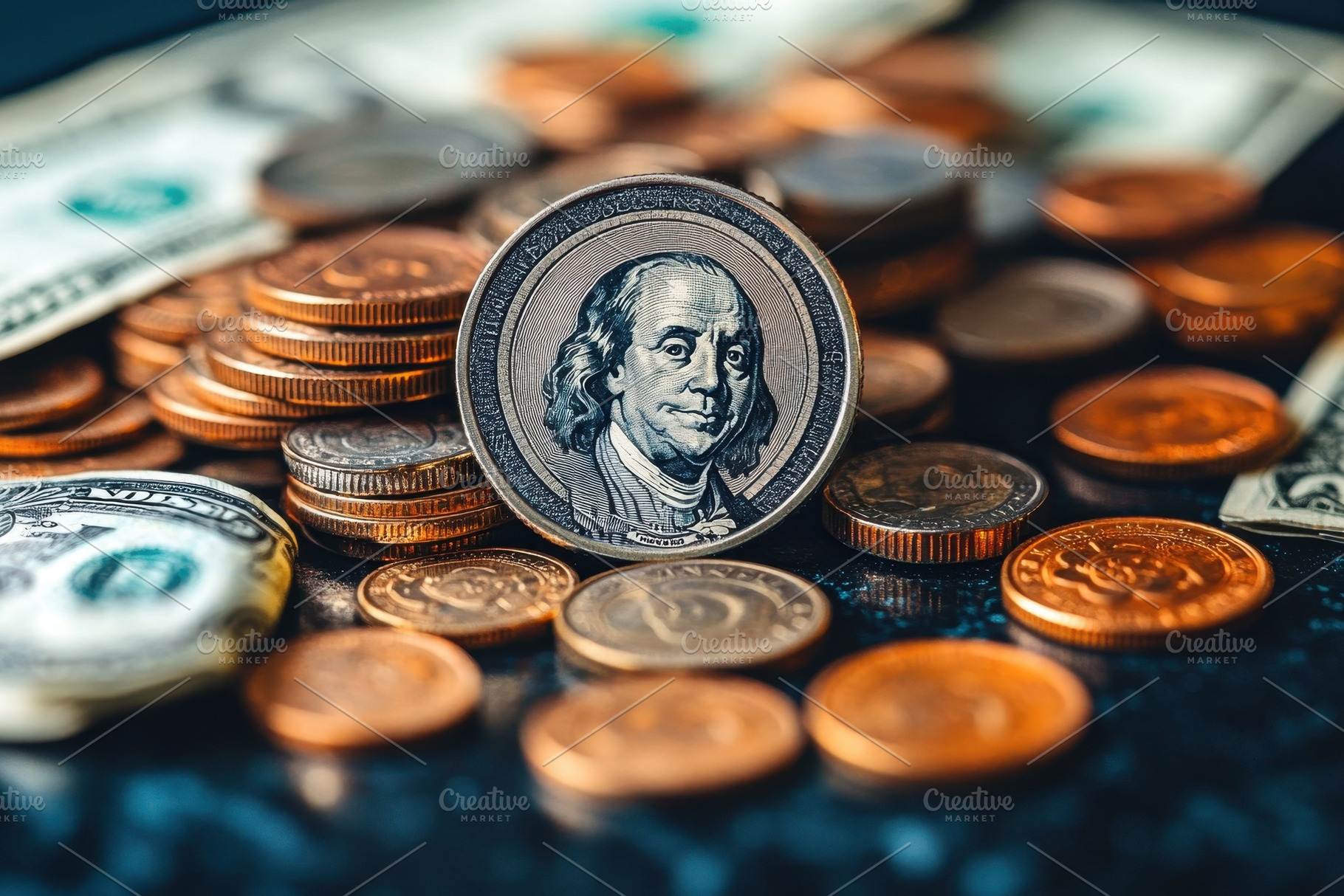 Focus on a one hundred dollar bill s, a Photo by Tanuart