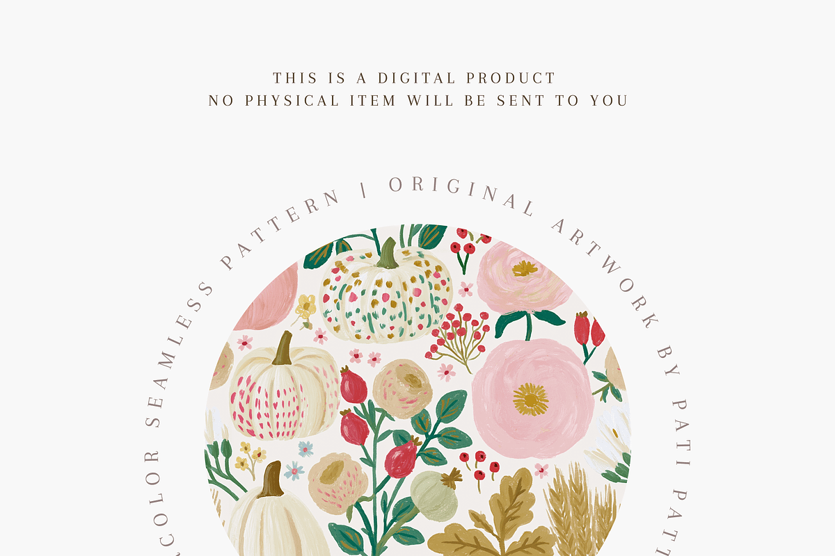 Pumpkin and Floral Seamless Pattern, a Pattern Graphic by Pati Charm Studio (Photo 4 of 6)