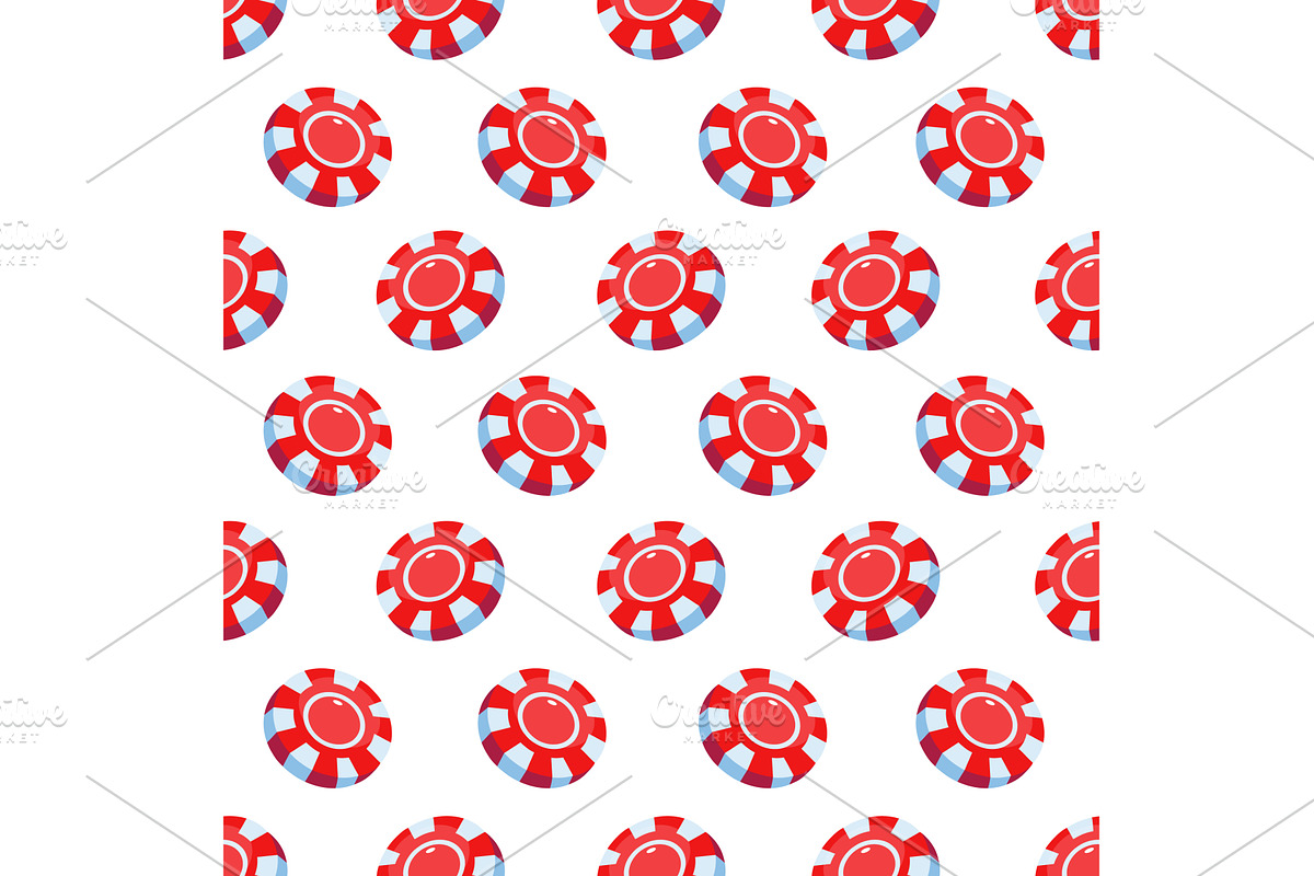 Red gaming chips seamless pattern, a Sport Illustration by LadadikArt
