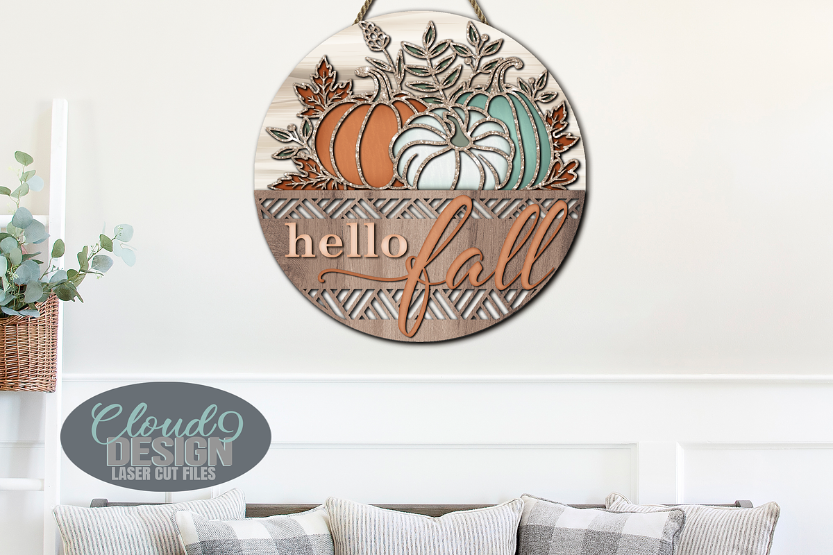 Hello Fall Sign SVG Laser Cut Files, a Graphic by Cloud9DesignSVG (Photo 3 of 5)