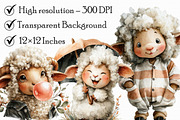 Watercolor Funny Sheep Clipart, an Illustration by Libby Wishes (Thumbnail 4 of 7)