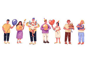 Celebration People Cartoon Set, an Object Illustration by VictoriaSergeeva