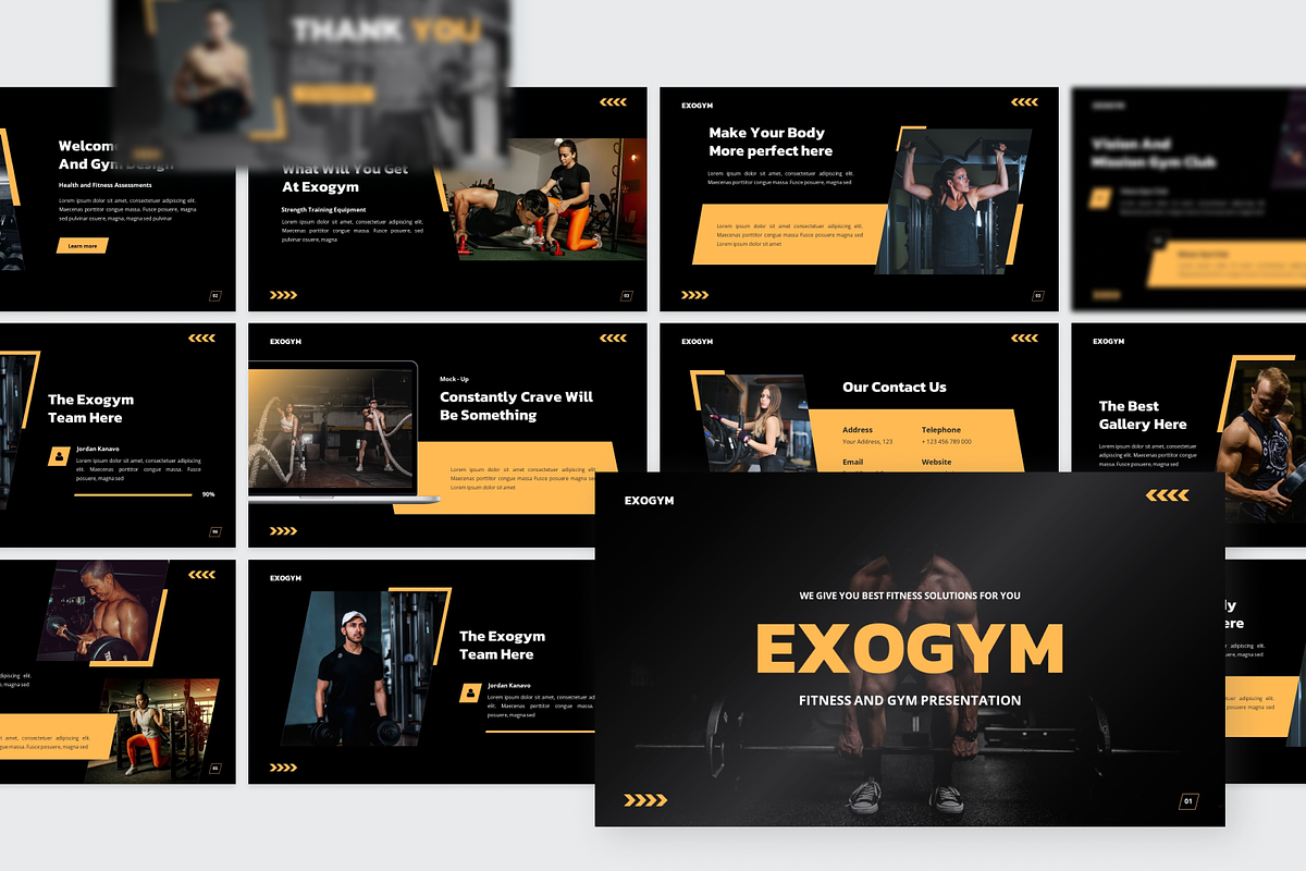 Exogym Fitness And Gym Google Slide, a Presentation Template by SquidPixey (Photo 4 of 6)