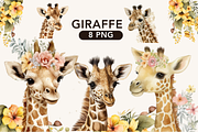 Watercolor Cute Giraffe  Clipart, an Animal Illustration by TimCanvaTemplate (Thumbnail 1 of 3)