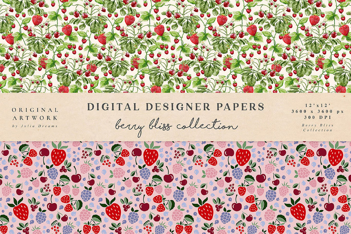 Berry Bliss Seamless Patterns, an Illustration by fashionaddict (Photo 5 of 6)
