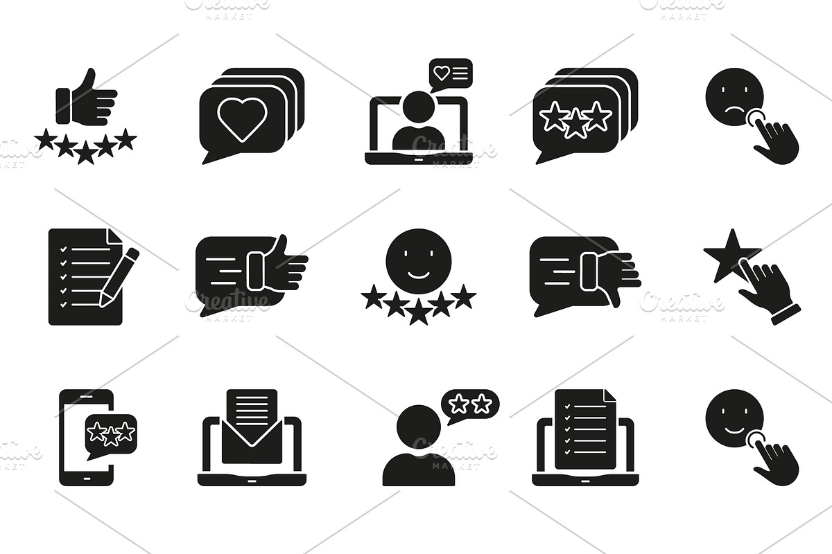Testimonial Silhouette Icon Set, an Object Illustration by Gentle Studio