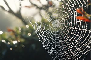 Spider poison web closeup. Generate, an Animal Photo by Ylivdesign