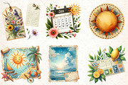 Watercolor Ephemera Summer Clipart, an Illustration by DreamCafeArt (Thumbnail 2 of 8)