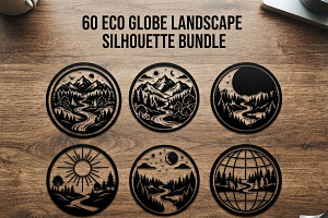 60 Eco Globe Landscape Silhouette
