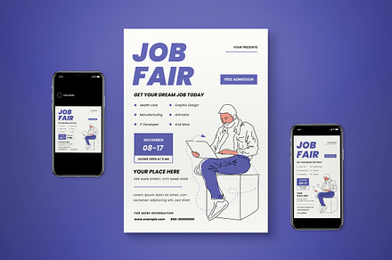 Job Fair Flyer Set, a Flyer Template by graphicook