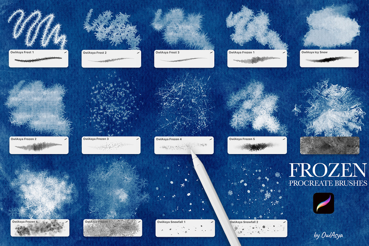 Frozen Procreate Brushes Collection, a Brush Add-On by owlasya (Photo 3 of 5)