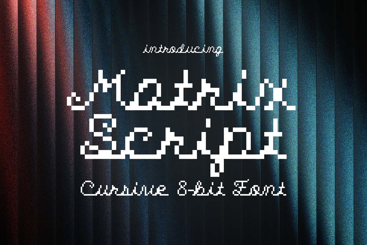 Matrix Script — 8-Bit Pixel Script, a Script Font by HipFonts (Photo 1 of 8)