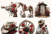 Watercolor Red Rose Western Clipart, a Person Illustration by BusyDaydesign (Thumbnail 4 of 9)