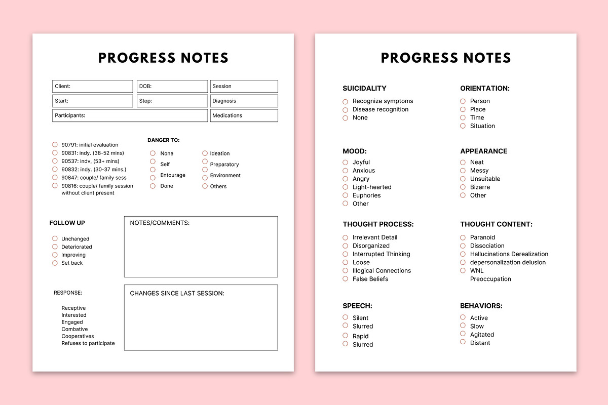 2024 Therapist progress notes Canva