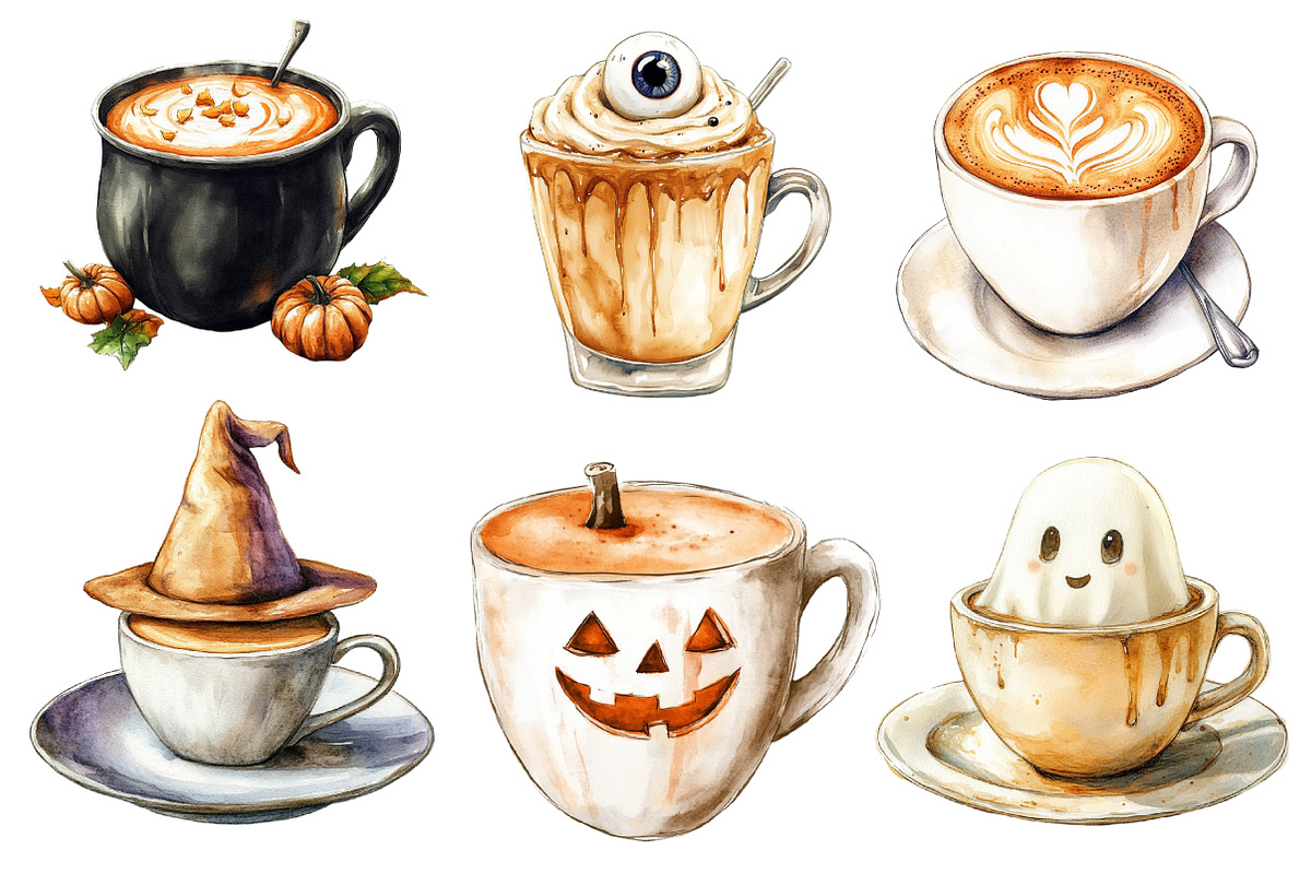Halloween Coffee Latte Clipart, an Illustration by Dream Creation (Photo 2 of 7)