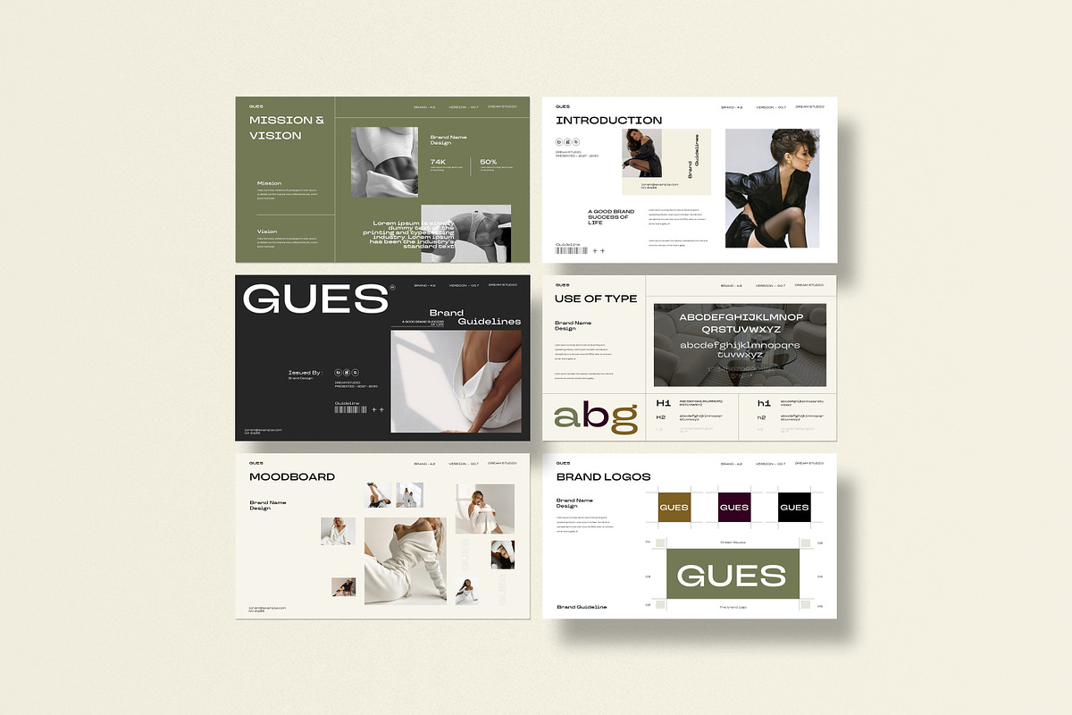 GUES Brand Guidelines Presentation T, a Presentation Template by Slide-Agency (Photo 8 of 15)