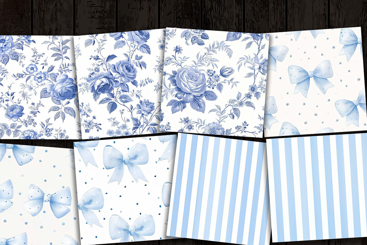 Blue Patterns Digital Paper, a Pattern Graphic by Design Scotch (Photo 3 of 8)