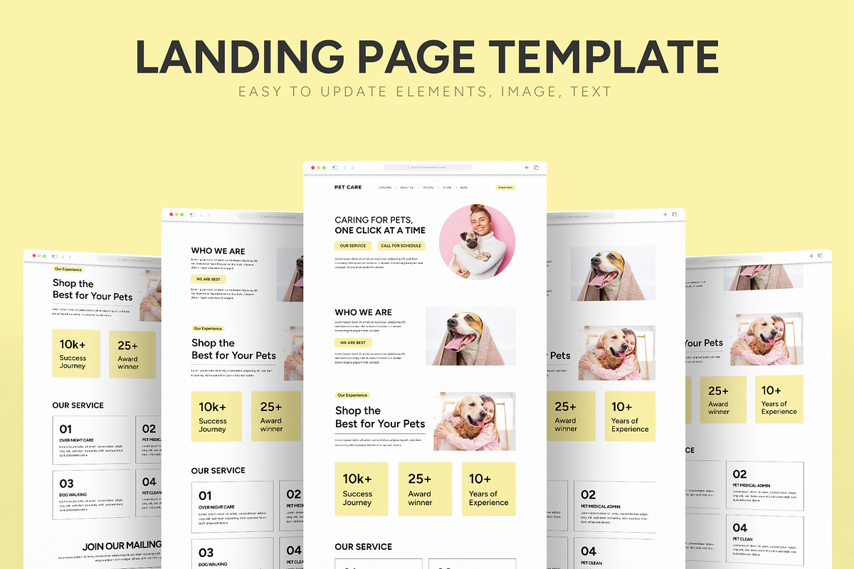 Pet Care Landing Page, a Landing Page Template by CreativeShaper (Photo 1 of 5)