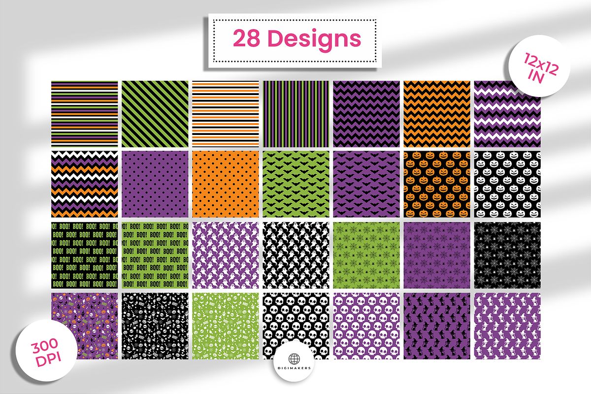 28 Halloween Themed Digital Papers, a Pattern Graphic by Nina Shaw (Photo 2 of 10)