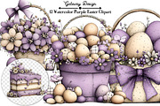 Watercolor Purple Easter Clipart Bun, an Illustration by GatewayDesign (Thumbnail 1 of 5)