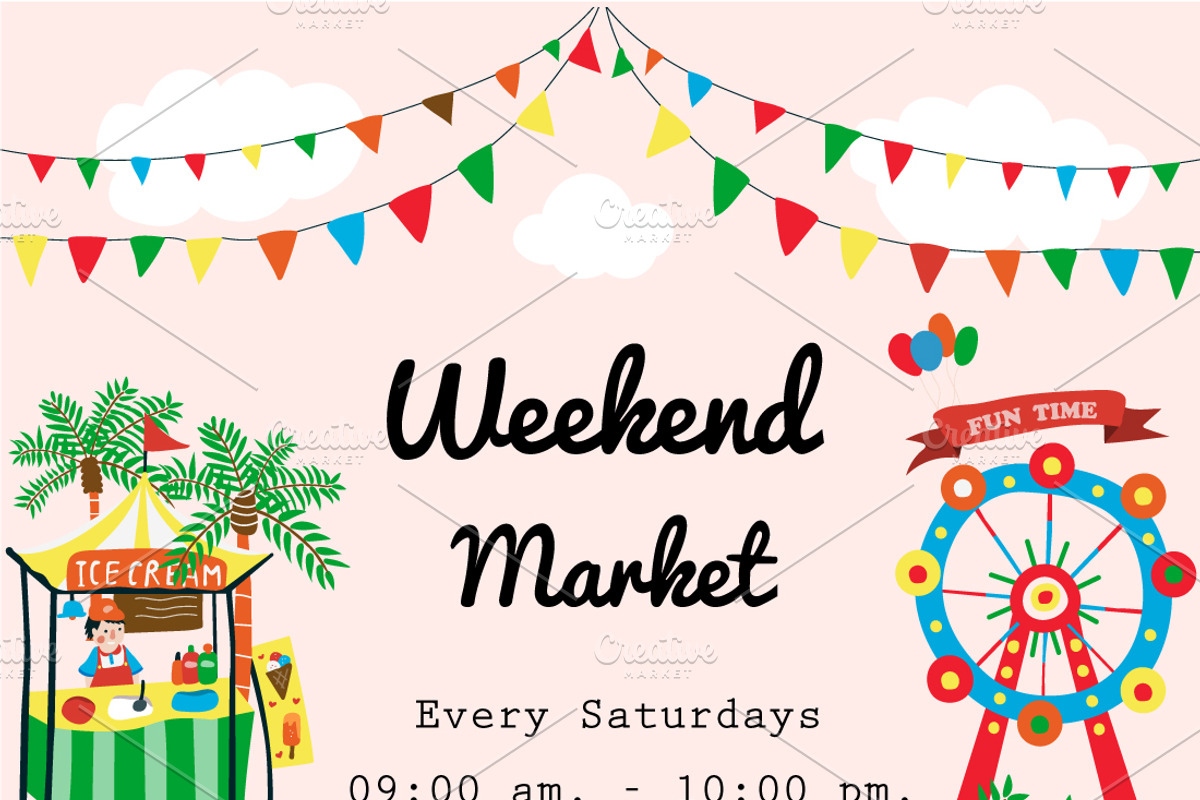 Colorful Doodle Weekend Market, a Food Illustration by Wanwiss (Photo 2 of 3)