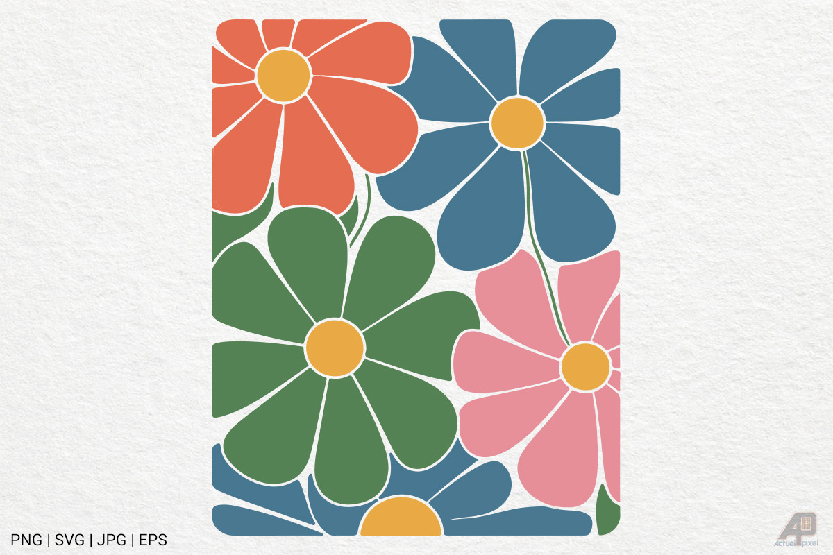 Boho Retro Flower Sublimation Bundle, an Illustration by Actual Pixel (Photo 5 of 13)