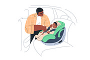 Kids sitting in baby car seats set, a Transportation Illustration by Good Studio (Thumbnail 2 of 6)