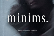 Minims - Serif Retro Family Series, a Serif Font by Flawless And Co (Thumbnail 1 of 11)