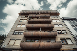Spanish Balconies From Below, an Architecture Photo by SkyNext