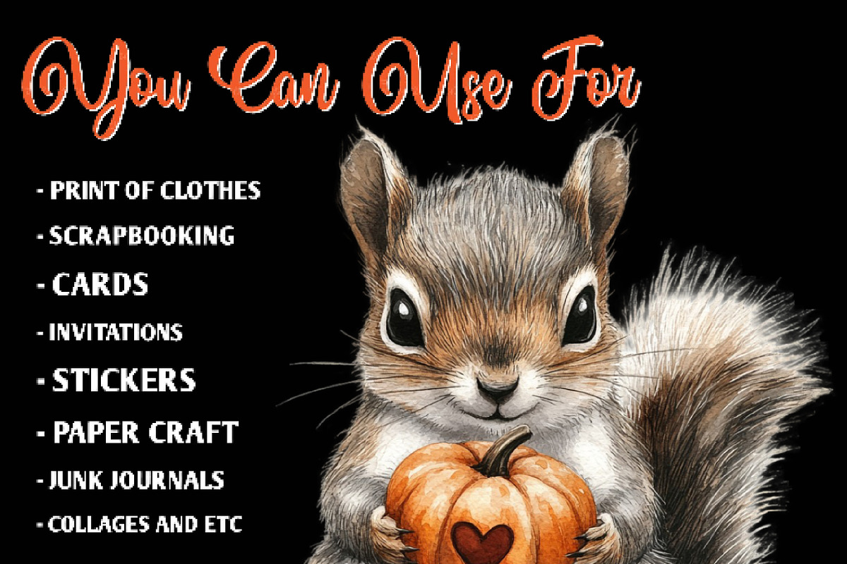 Autumn Squirrel Clipart, an Illustration by CreationArt (Photo 3 of 9)