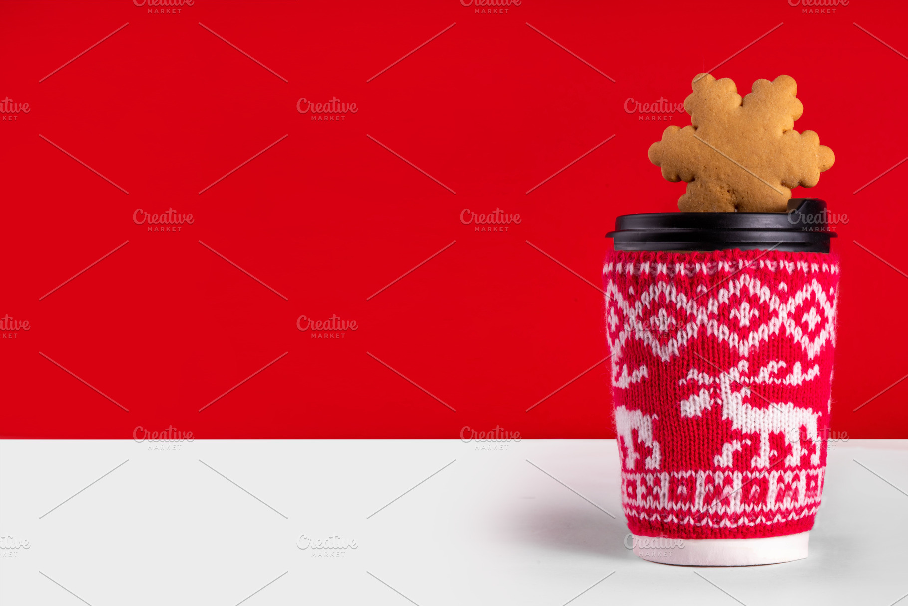 Take out coffee cup in winter decorative sweater decor, a Holiday Photo by Rimma