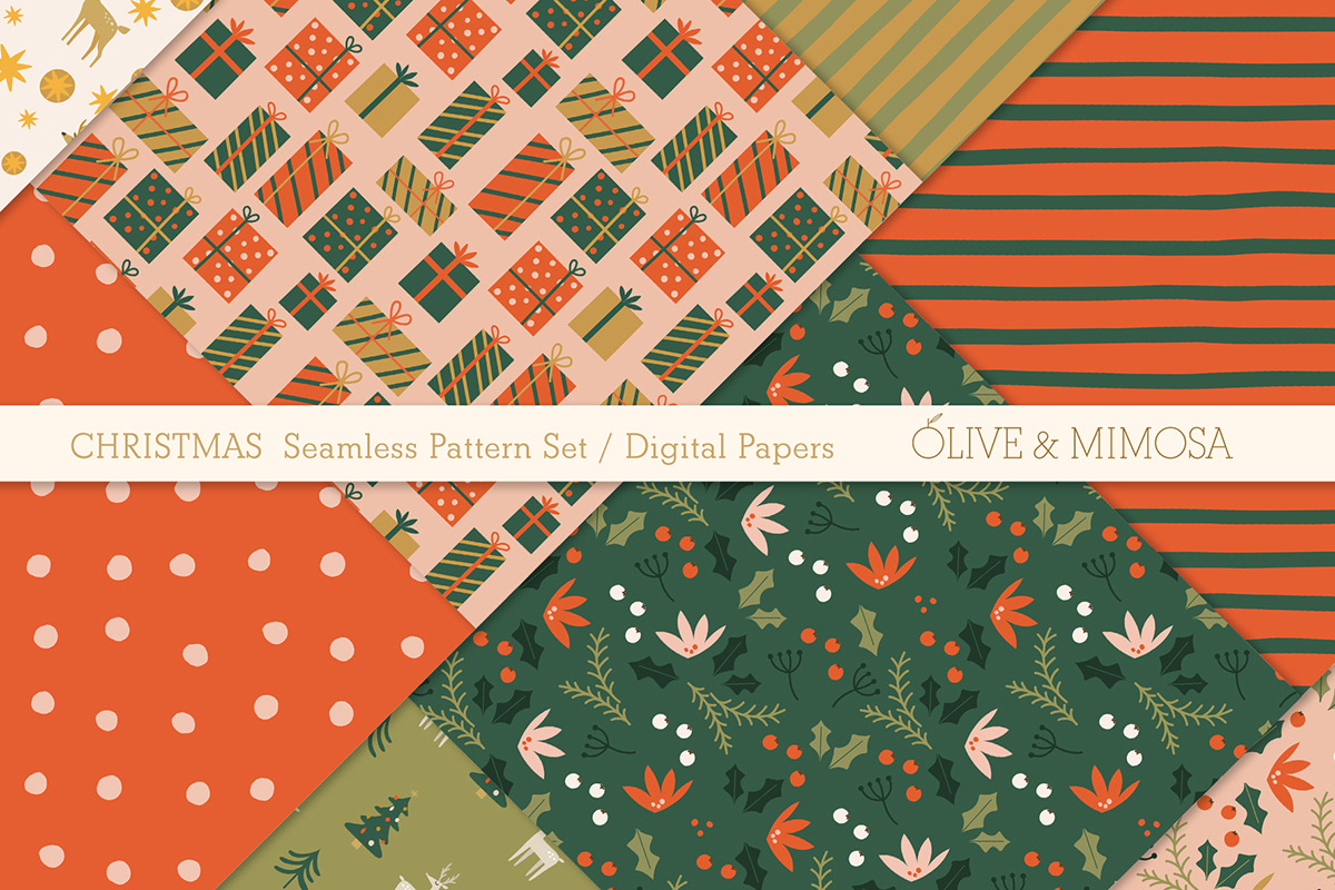 Christmas seamless patterns, a Graphic by Olive & Mimosa (Photo 2 of 3)