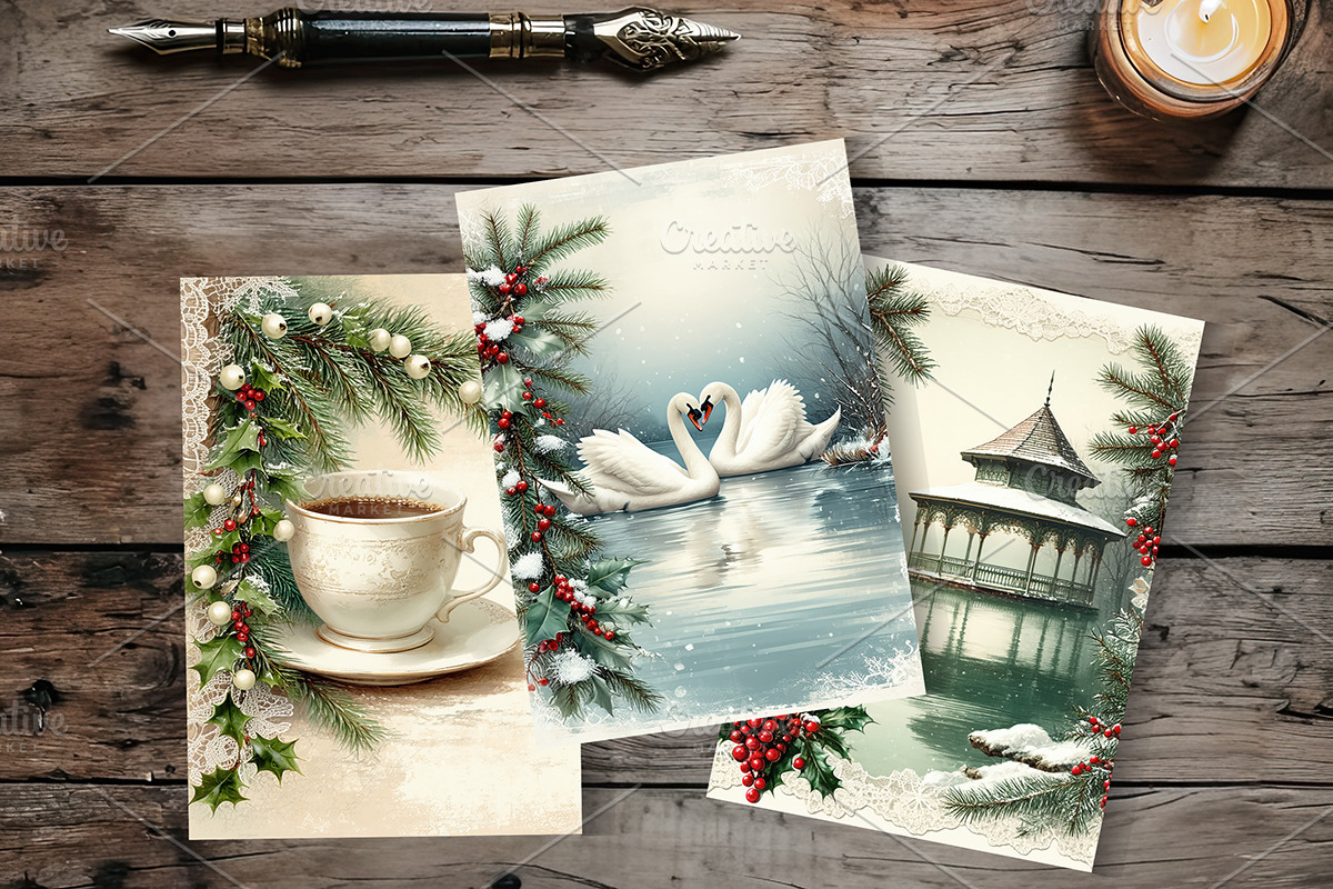 Floral Winter Junk Journal Pages., a Seasonal Illustration by GalaDesign03 (Photo 7 of 8)