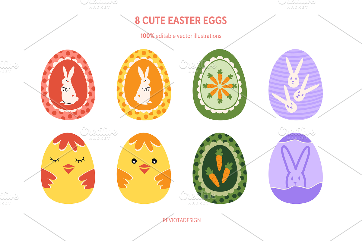Happy Easter day vector collection, a Decorative Illustration by Peviotadesign (Photo 11 of 14)