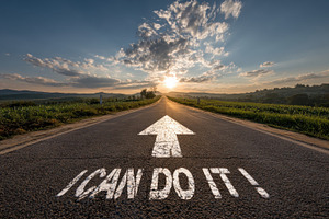 Motivational road sunset I can do it, an Abstract Photo by Pixeness Studio