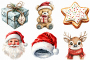 Cute Christmas watercolor clipart, an Illustration by Craft Nest (Thumbnail 3 of 6)