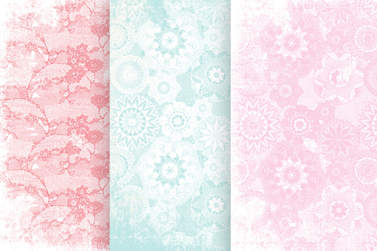 12 Romantic Lace patterned papers preview 2