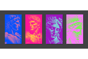 Antique greek statues in pixel