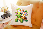 Turtle With Flower, Summer Clipart, an Illustration by Sublimation Artist (Thumbnail 6 of 6)