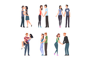Happy Couples in Love Embrace and, a Person Illustration by TopVectors