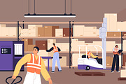Loaders work at storage warehouse, a Work Illustration by PaperTrident (Thumbnail 3 of 4)