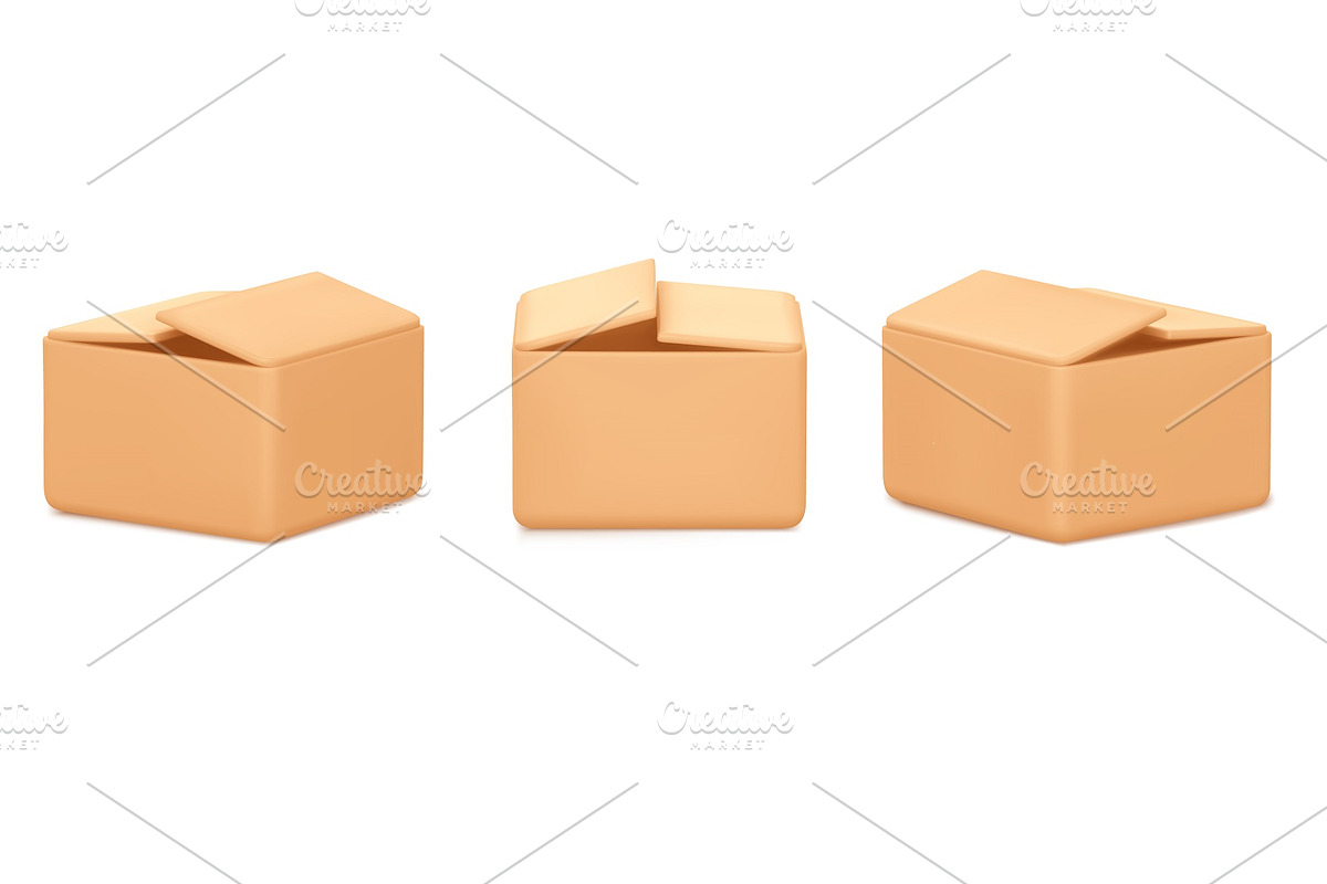 3d cardboard box icon set standing, an Object Graphic by StudioVin