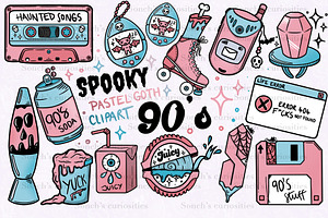 Spooky Pastel 90's PNG Clipart Pack