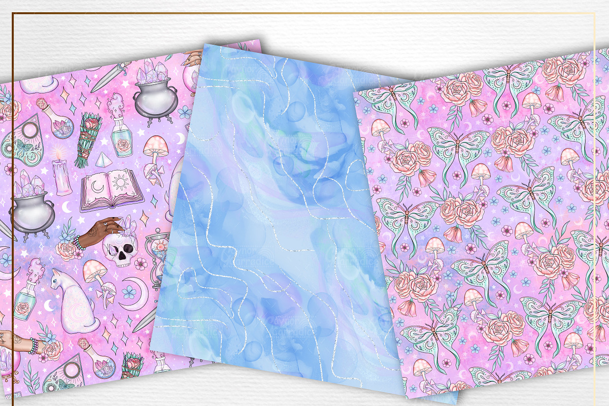 Pastel witch seamless patterns, a Pattern Graphic by Gaynor Carradice Designs (Photo 6 of 7)