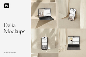 iPhone MacBook Book Mockups, an iPhone Mockup by Feel This